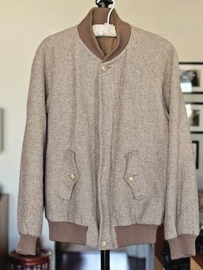 VTG Yves Saint Laurent Men's Brown Tweed Bomber Jacket 70s 80s RARE